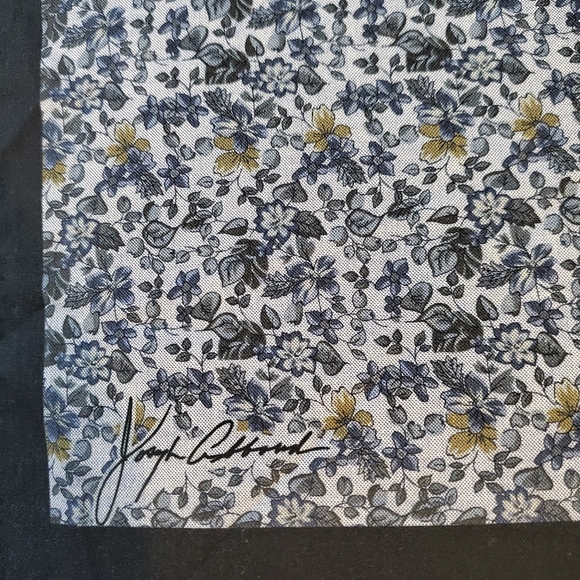 Joseph Abboud Navy/Yellow Floral Cotton Pocket Square - Picture 2 of 3